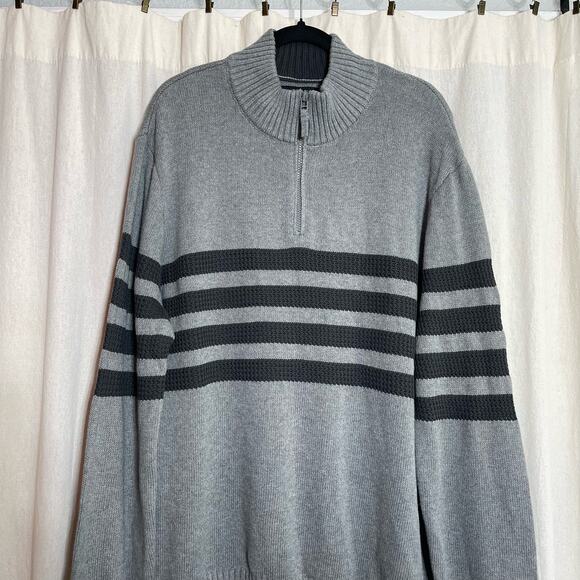 Tahari Knit Striped Pullover Sweater Quarter Zip Men's Sz XXL - Picture 3 of 10